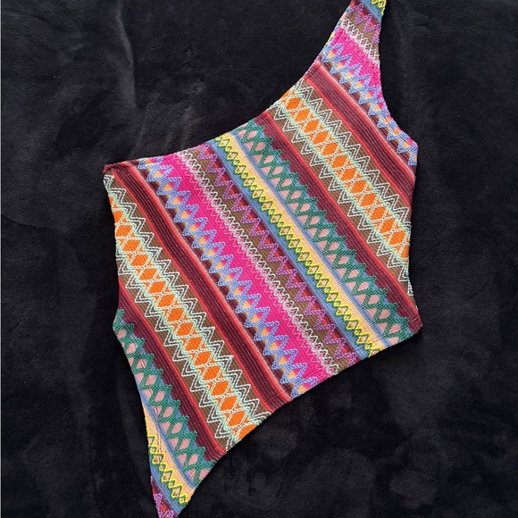 Urban Outfitters Tops - Urban Outfitters Vibrant Striped One-Shoulder Tank Top